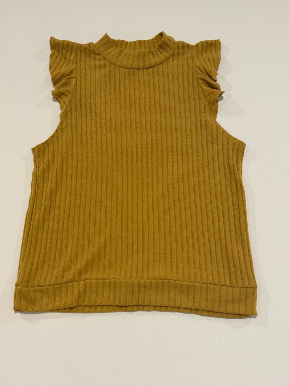 lavender field Ribbed Mock-Neck Flutter Tank - Mustard